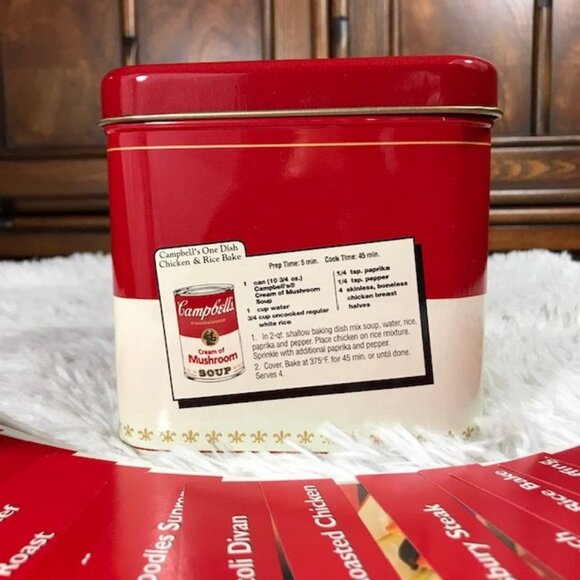 NWOT Vintage Campbell's Condensed Souper Recipe Tin + 24 Recipes + Divider Cards - Picture 6 of 14